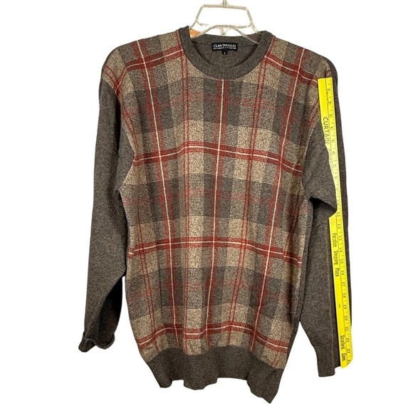 CLAN DOUGLAS 100% Cashmere Plaid Sweater, Crew Neck, Size Large - Picture 7 of 10